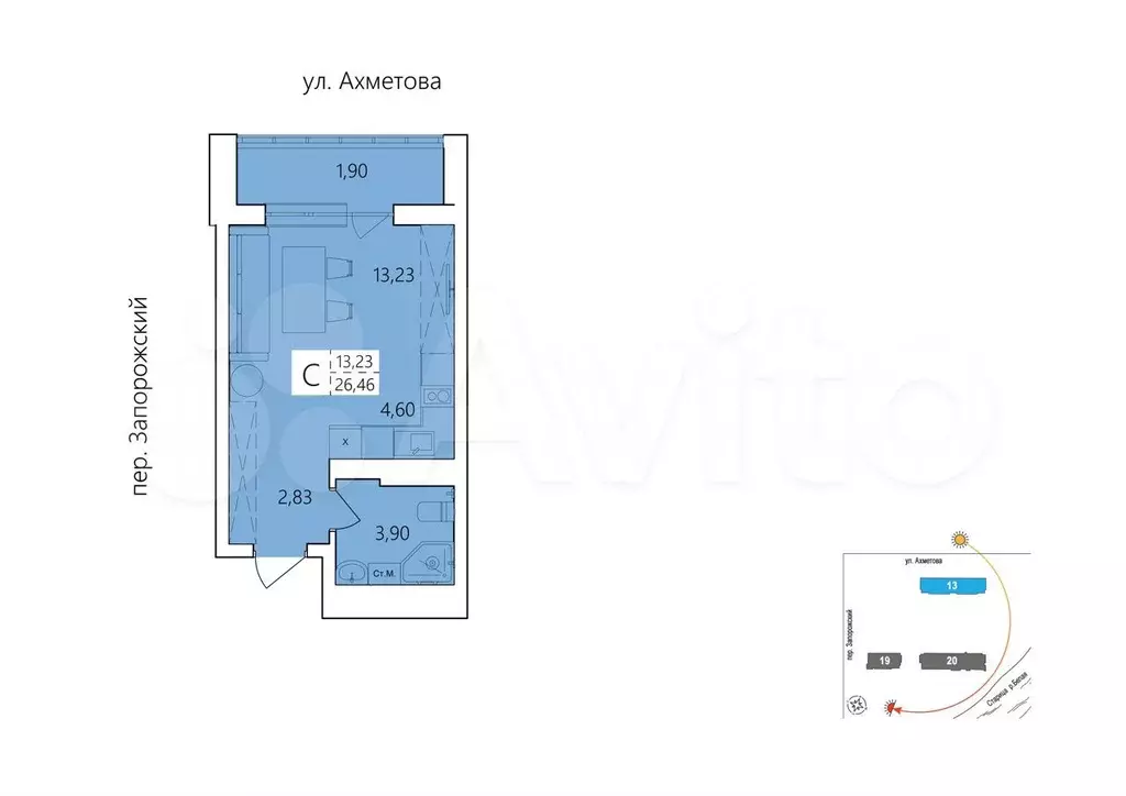 Квартира-студия, 26,5 м, 4/25 эт. - Фото 0