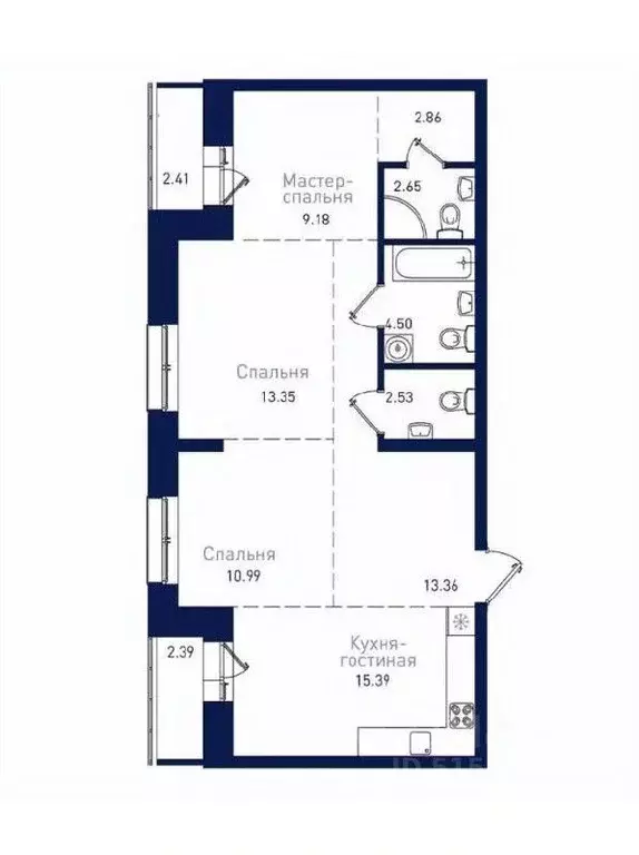 3-к кв. Амурская область, Благовещенск Краснофлотская ул., 180 (79.2 ... - Фото 2