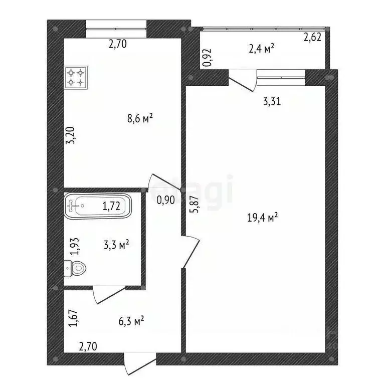 1-к кв. Башкортостан, Уфа Центральная ул., 1/2 (37.6 м) - Фото 1