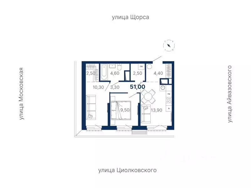 2-к кв. Свердловская область, Екатеринбург ул. Московская, 249/2 (51.0 ... - Фото 0