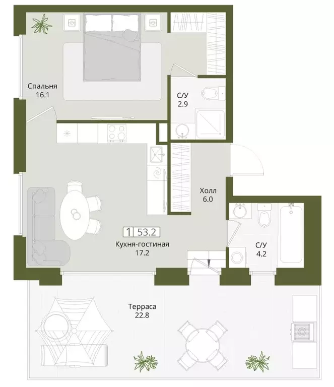 1-к кв. Московская область, Красногорск городской округ, Нахабино пгт  ... - Фото 1