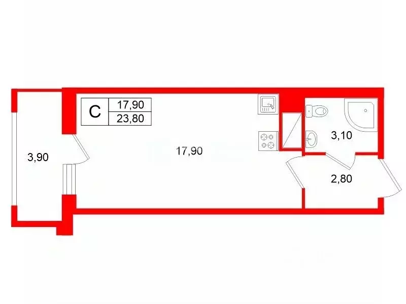 Студия Санкт-Петербург Дальневосточный просп., 23 (23.8 м) - Фото 2
