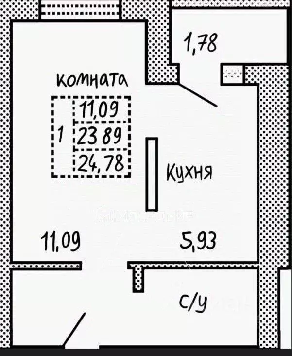 Студия Калининградская область, Светлогорск ул. Молодежная, 9 (25.0 м) - Фото 1