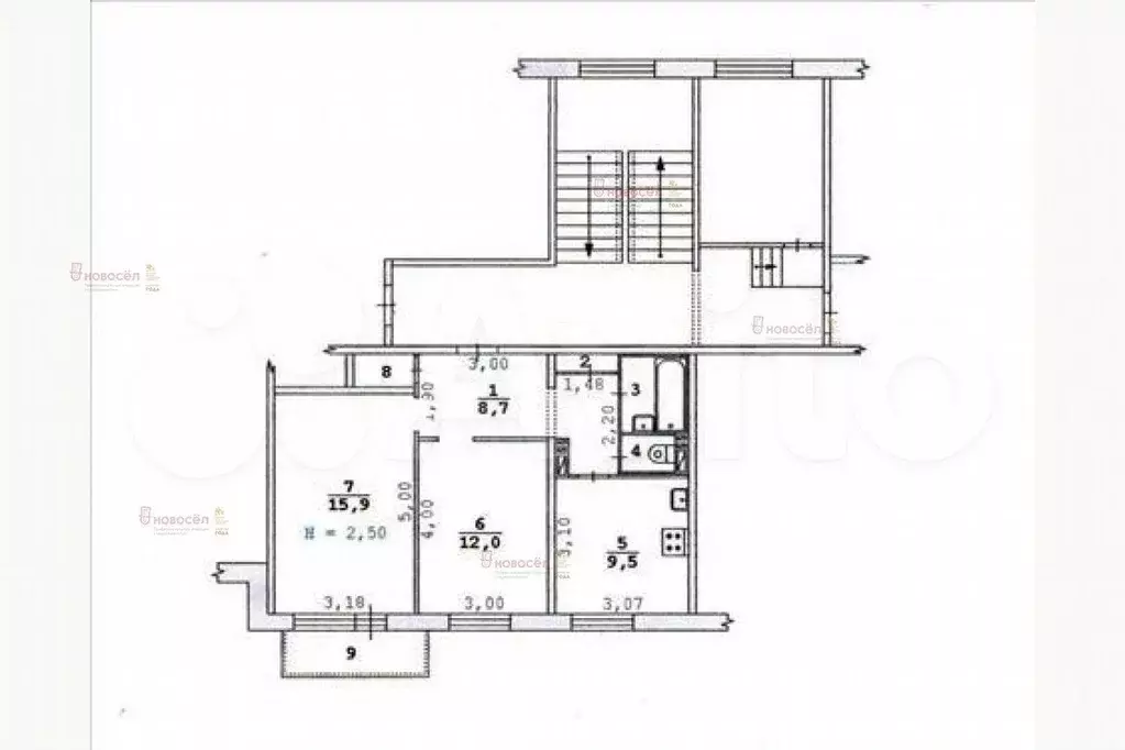 2-к. квартира, 51 м, 1/9 эт. - Фото 0