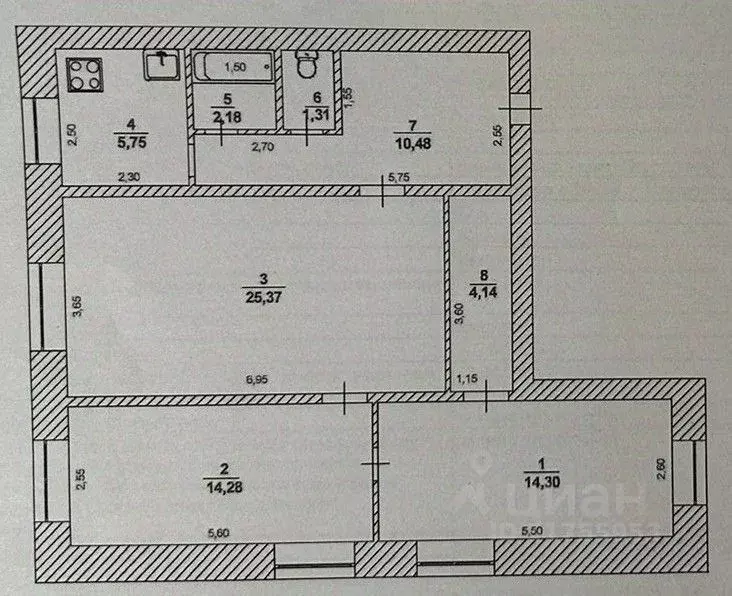 3-к кв. Ульяновская область, Ульяновск ул. Герасимова, 47 (78.0 м) - Фото 1