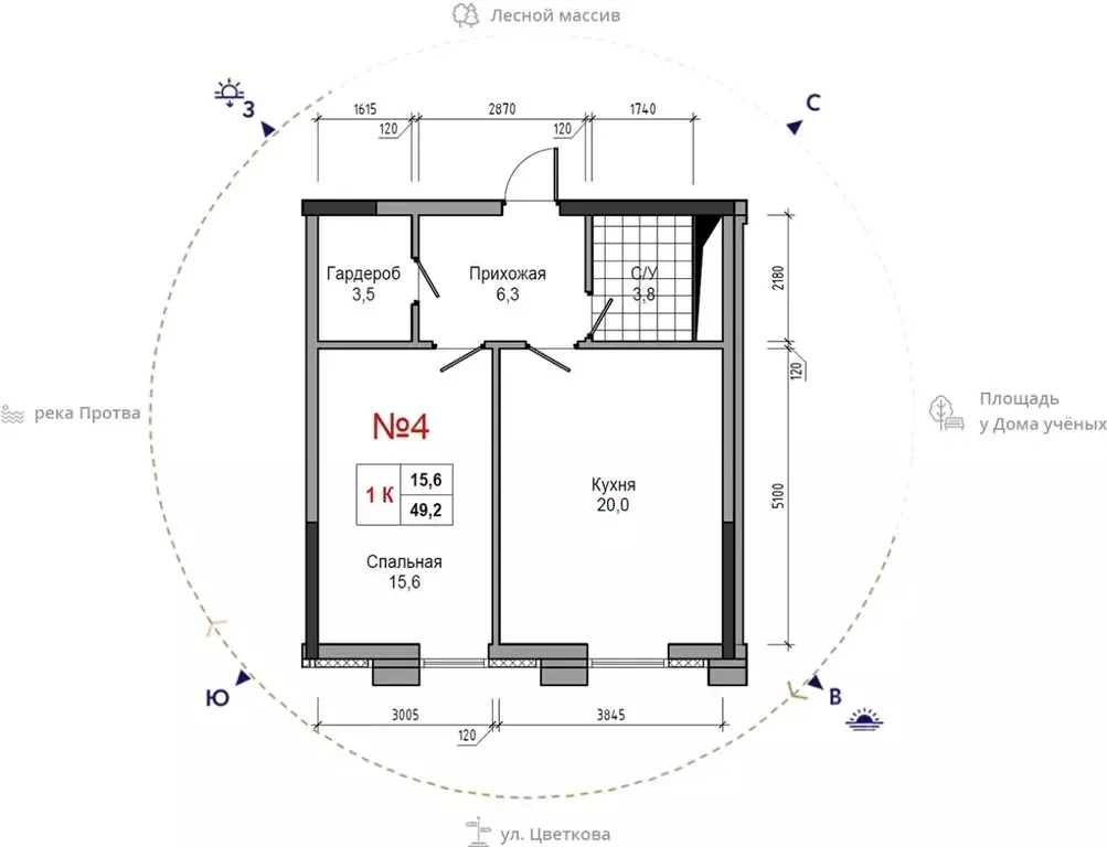 1-к кв. Калужская область, Обнинск ул. Усачева (49.2 м) - Фото 1