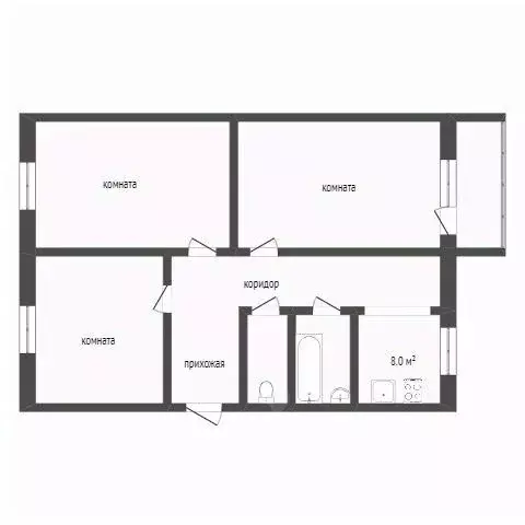 3-к кв. Коми, Сыктывкар ул. Юхнина, 2 (61.5 м) - Фото 2