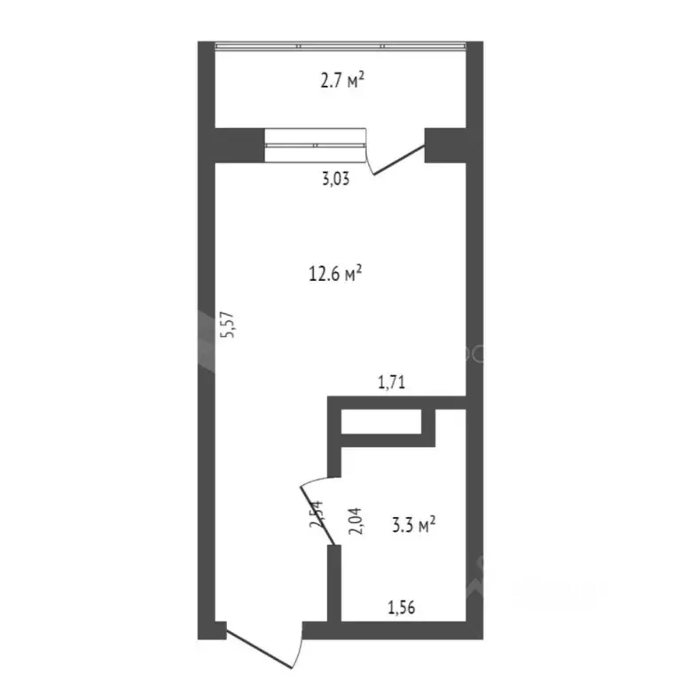 Студия Тюменская область, Тюмень ул. Новоселов, 115 (15.9 м) - Фото 2