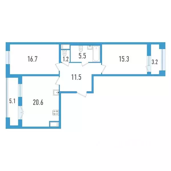 2-к кв. Санкт-Петербург Дефанс жилой комплекс (75.0 м) - Фото 0