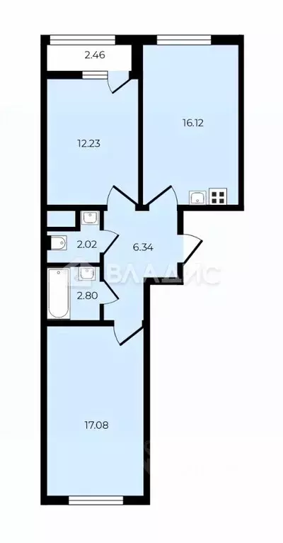 2-к кв. Санкт-Петербург просп. Крузенштерна, 4 (57.3 м) - Фото 2