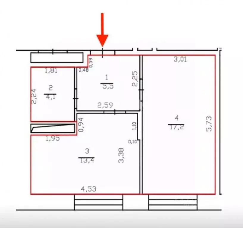 Квартира, 1 комната, 40.2 м - Фото 1