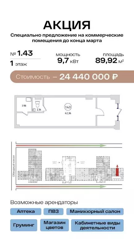 Помещение свободного назначения в Санкт-Петербург бул. Измайловский, ... - Фото 1