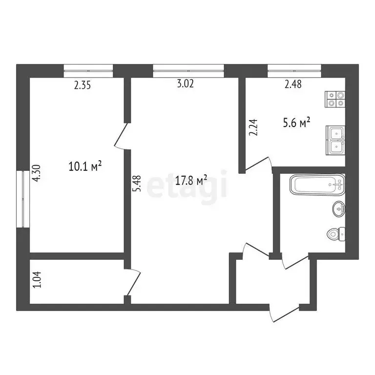 2-комнатная квартира: Пермь, Лядовская улица, 117 (41.2 м) - Фото 0