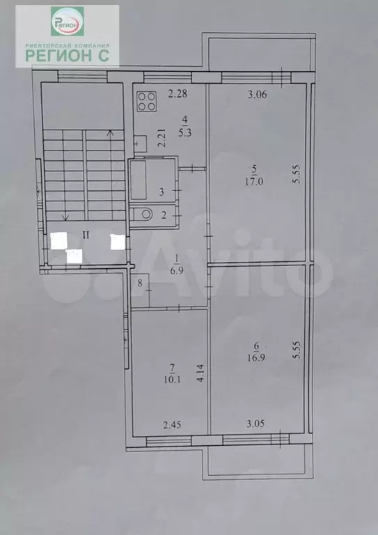 3-к. квартира, 60 м, 5/5 эт. - Фото 1