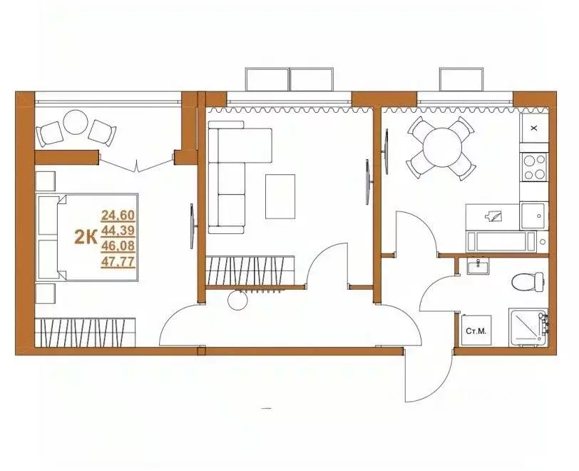 2-к кв. Челябинская область, Челябинск пос. АМЗ,  (46.0 м) - Фото 1