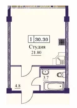 Квартира-студия: Ставропольский край, Минеральные Воды (30.3 м) - Фото 1