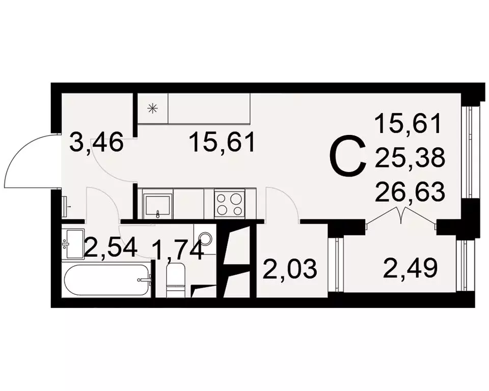 Квартира-студия: Тула, Одоевское шоссе, 73 (26.63 м) - Фото 0