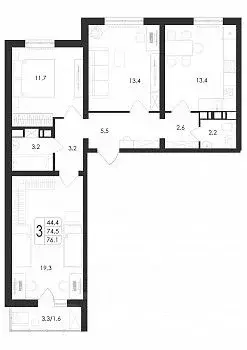 3-к кв. Воронежская область, Новоусманский район, пос. Отрадное ул. ... - Фото 1