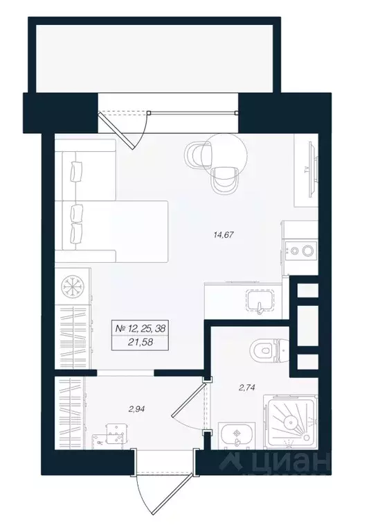 Студия Ленинградская область, Выборгский район, Рощино пгт ул. ... - Фото 1