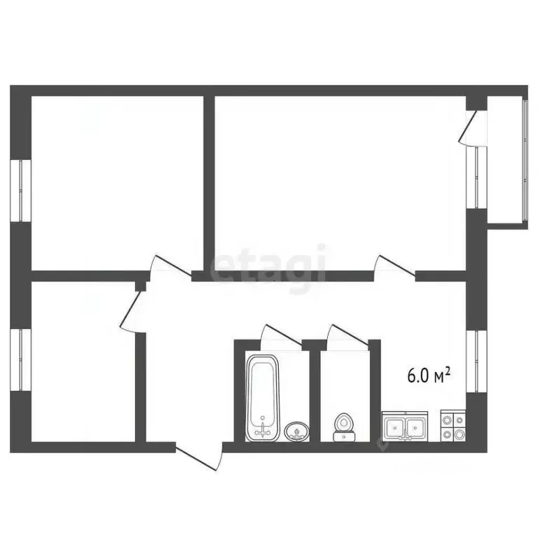 3-к кв. Коми, Усинск Парковая ул., 15А (63.3 м) - Фото 0