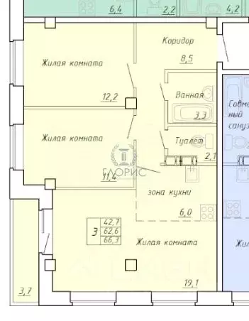 3-к кв. Хакасия, Абакан Трудовая ул., 84 (66.3 м) - Фото 1