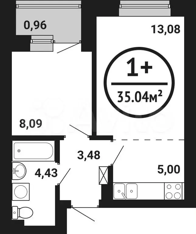 1-к. квартира, 35м, 3/8эт. - Фото 0