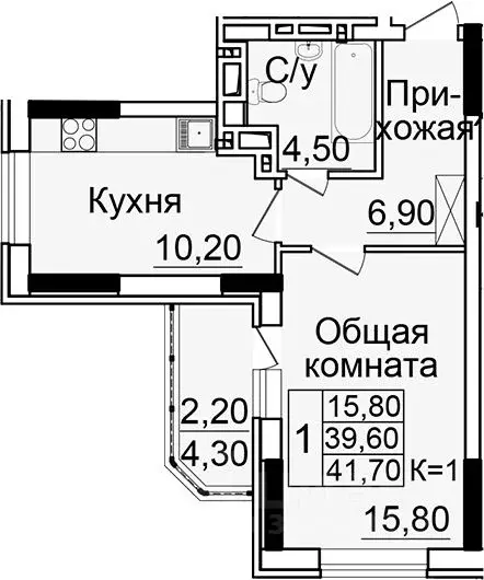 1-к кв. Ростовская область, Ростов-на-Дону Белокалитвинская ул., 1А ... - Фото 1