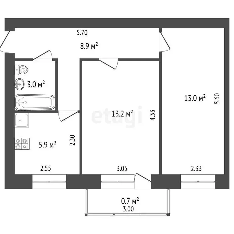 2-комнатная квартира: Омск, улица 22-го Партсъезда, 11 (44.7 м) - Фото 1