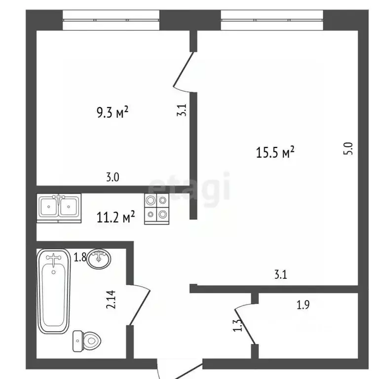 1-к кв. Московская область, Ленинский городской округ, д. Сапроново, ... - Фото 2