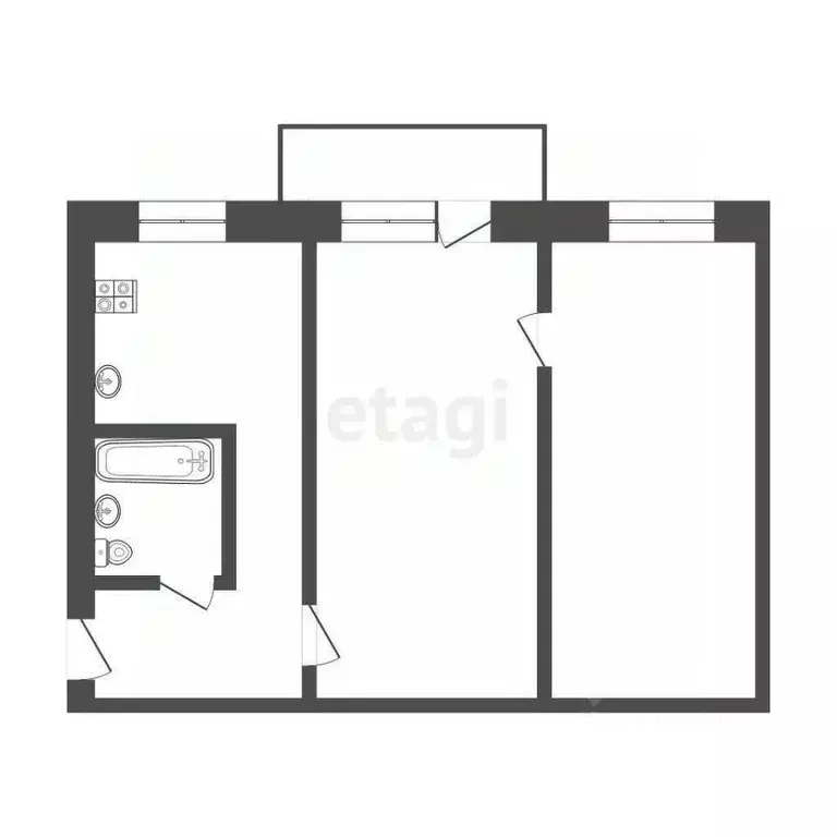 2-к кв. Бурятия, Улан-Удэ просп. 50-летия Октября, 22 (42.6 м) - Фото 2