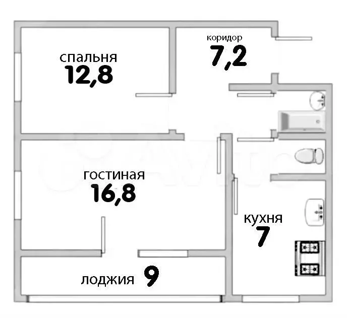 2-к. квартира, 48 м, 2/12 эт. - Фото 0