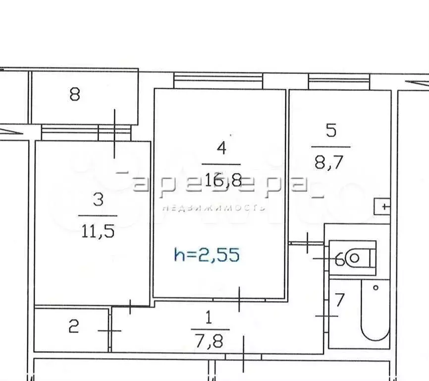 2-к. квартира, 50 м, 8/9 эт. - Фото 0