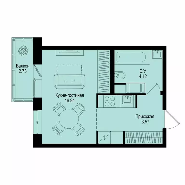 Квартира-студия: Всеволожский район, Заневское городское поселение, ... - Фото 1