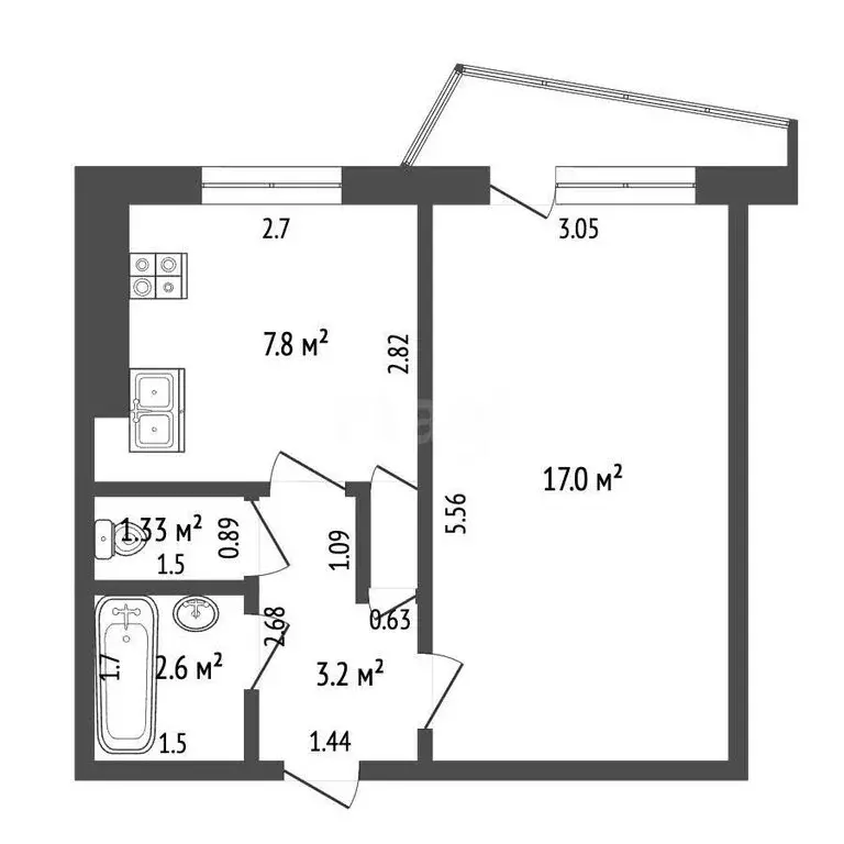 1-комнатная квартира: Самара, улица Георгия Димитрова, 105 (32.6 м) - Фото 1
