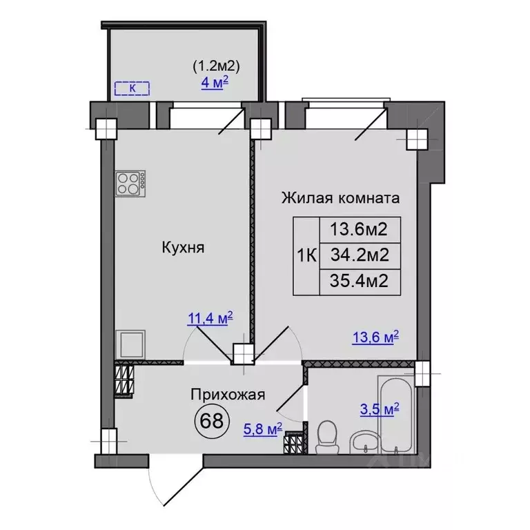 1-к кв. Псковская область, Псковский район, Завеличенская волость, д. ... - Фото 1