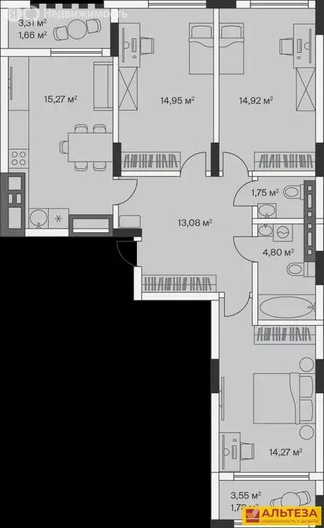 3-комнатная квартира: посёлок Малое Исаково, Первая улица, 1к2 (83.1 ... - Фото 1