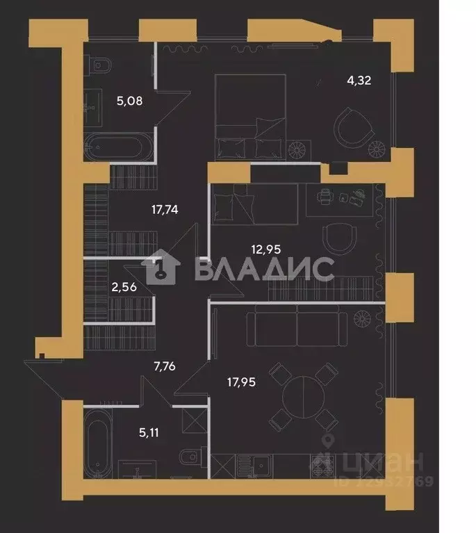 3-к кв. Пензенская область, Пенза ул. Измайлова, 46 (74.0 м) - Фото 2