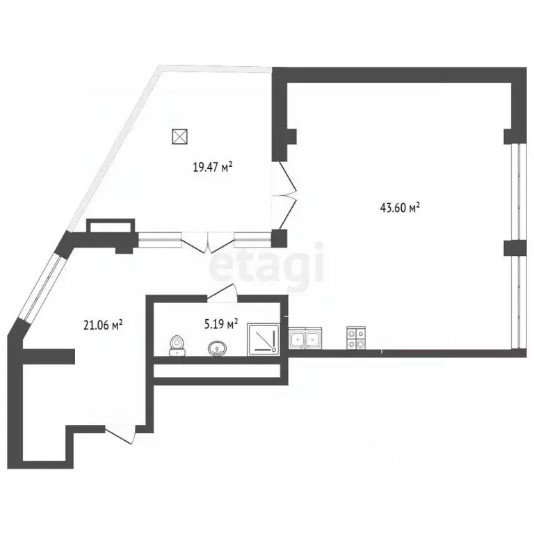 Студия Севастополь ул. Пляж Омега, 39с1 (90.2 м) - Фото 1