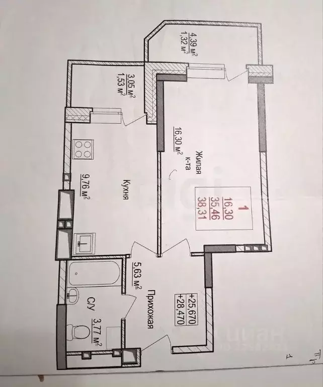 1-к кв. Удмуртия, Ижевск Красногеройская ул., 109 (38.3 м) - Фото 2