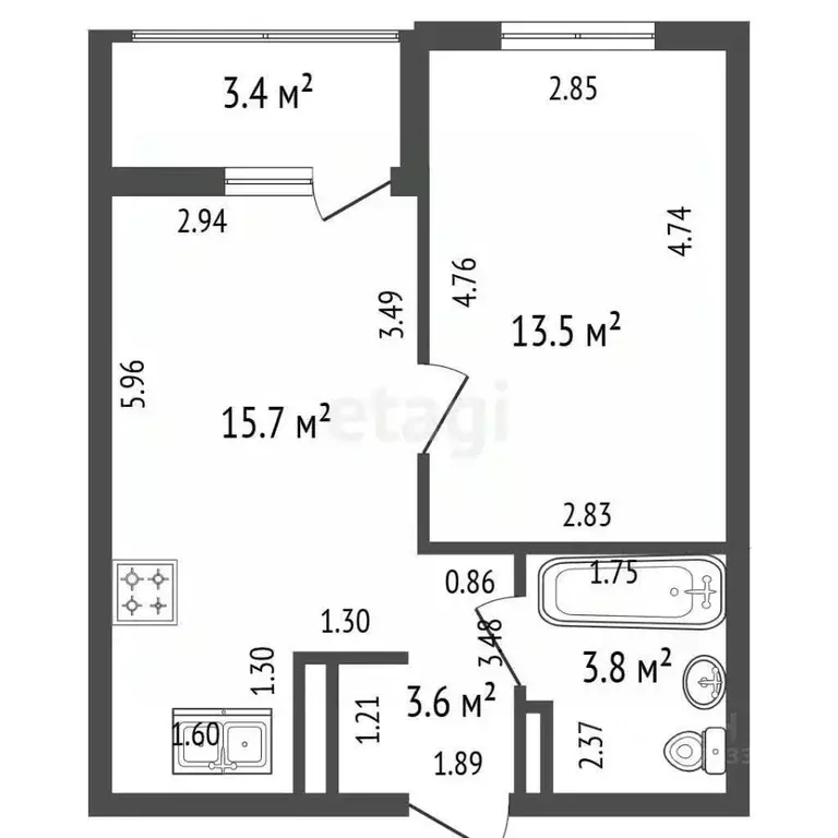 1-к кв. Санкт-Петербург Белоостровская ул., 10к1 (37.0 м) - Фото 2