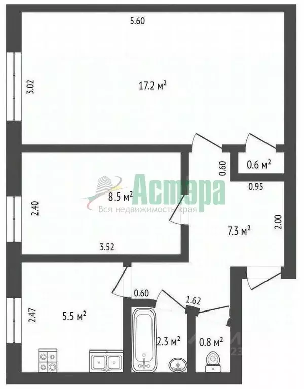 2-к кв. Забайкальский край, Чита ул. Столярова, 42 (42.7 м) - Фото 1