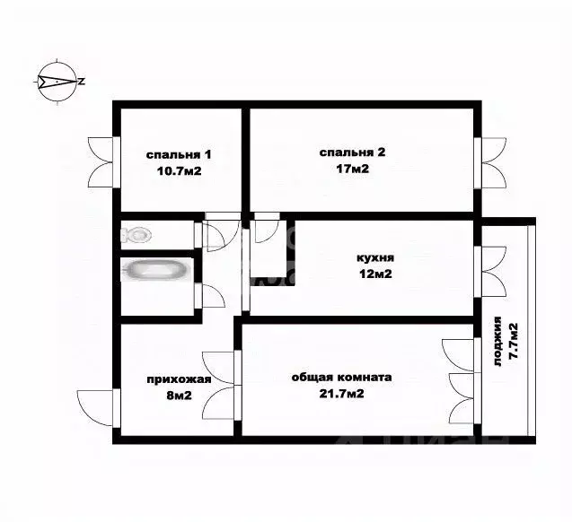 3-к кв. Томская область, Томск Сибирская ул., 83 (81.4 м) - Фото 2