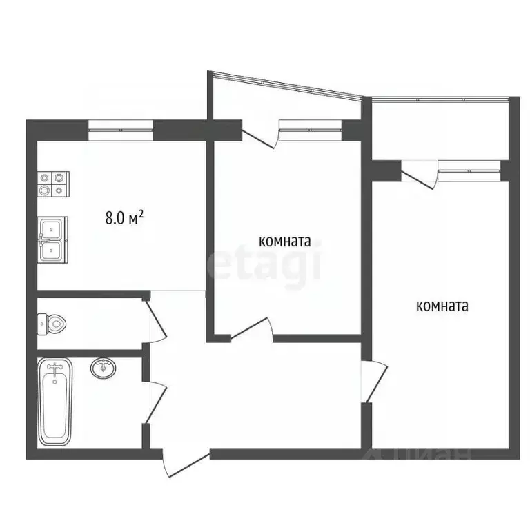 2-к кв. Владимирская область, Муром Комсомольская ул., 50 (46.4 м) - Фото 1