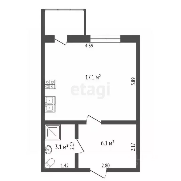 Студия Саха (Якутия), Якутск ул. Билибина, 17/2 (26.6 м) - Фото 2