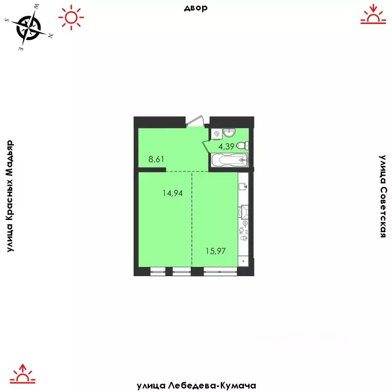 1-к кв. Иркутская область, Иркутск Советская ул., 31/2 (43.91 м) - Фото 1