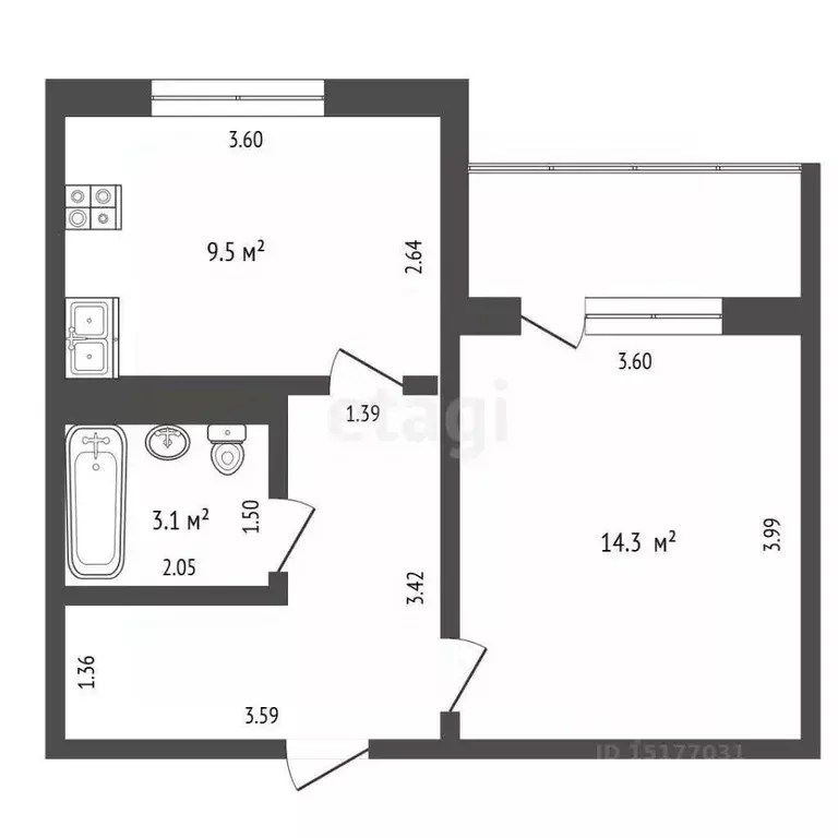 1-к кв. Ямало-Ненецкий АО, Новый Уренгой Энтузиастов мкр, 1 (35.5 м) - Фото 2