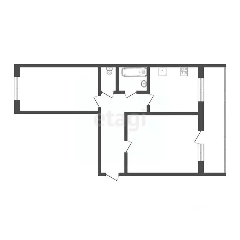 2-к кв. Тюменская область, Тюмень ул. Александра Матросова, 1 (52.0 м) - Фото 1