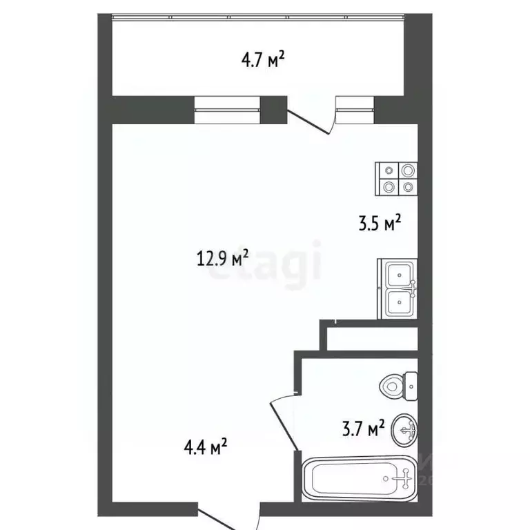 Студия Москва Рязановское поселение, ул. Уточкина, 7к3 (26.3 м) - Фото 1