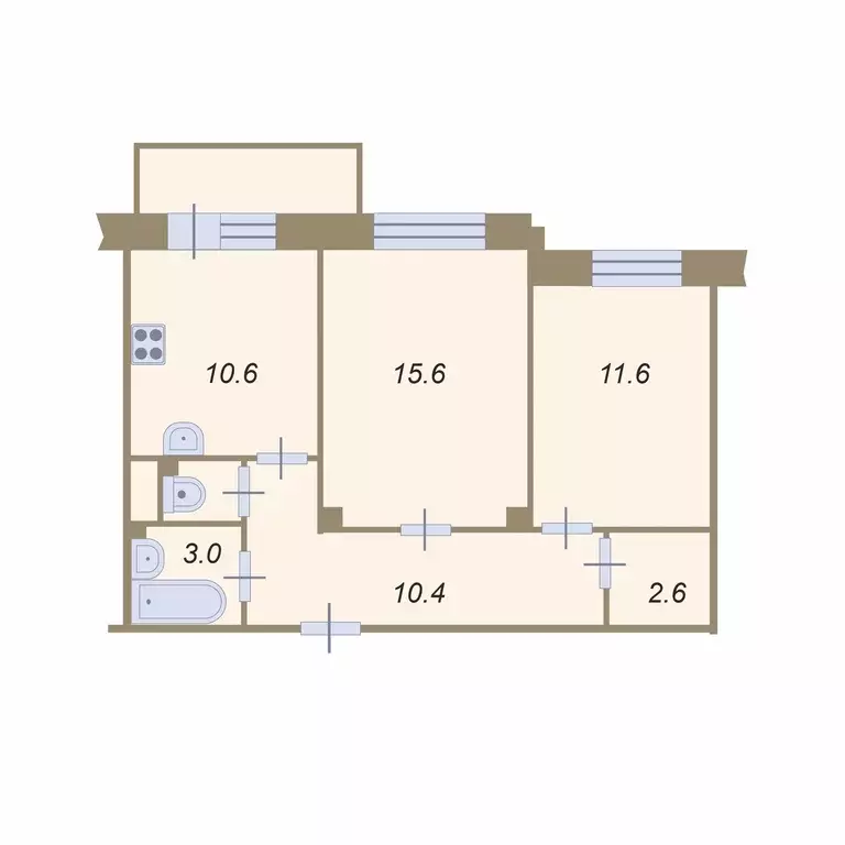 Продаётся 2-к квартира, 54.8 м - Фото 1