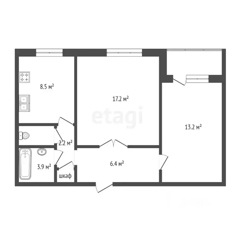 2-к кв. Москва ул. Скульптора Мухиной, 6К1 (52.5 м) - Фото 1